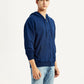 Men's Brand Logo Navy Hooded Sweatshirt - Side View