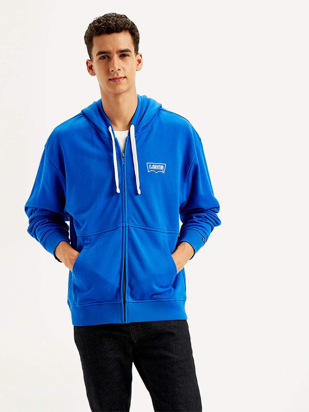 Men's Solid Blue Hooded Sweatshirt