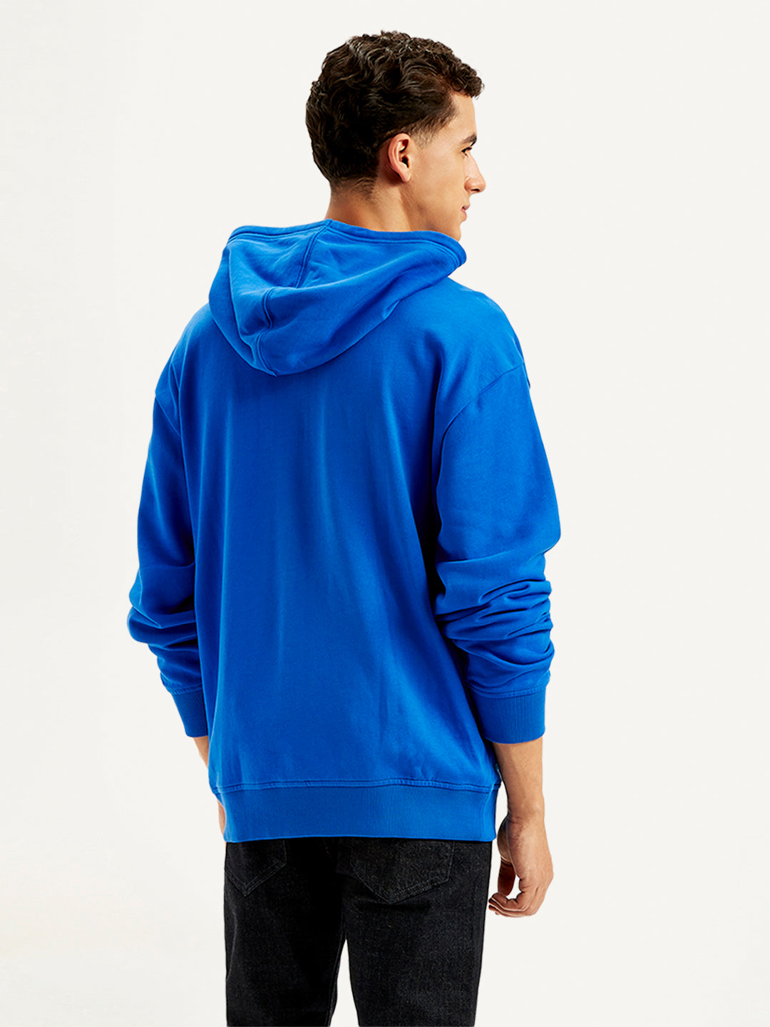 Men's Solid Blue Hooded Sweatshirt