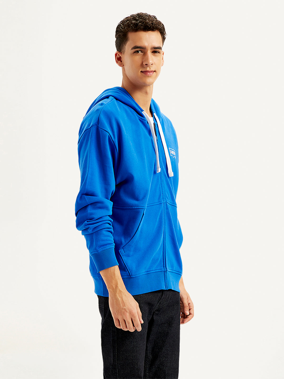 Men's Solid Blue Hooded Sweatshirt