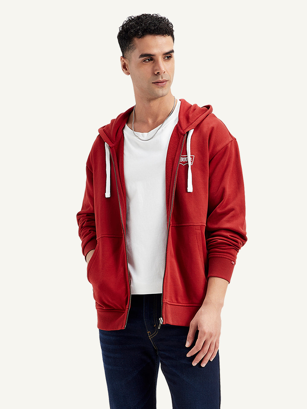 Men's Solid Red Hooded Sweatshirt – Levis India Store