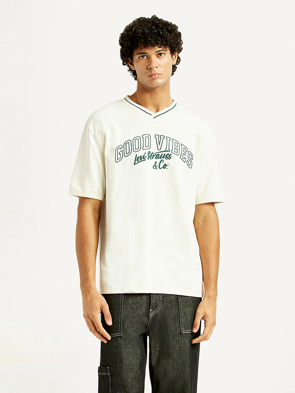 Men's Printed Loose Fit T-Shirt - Front View