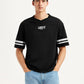 Men's Graphic Print Black Loose Fit T-shirt - Styleshot View