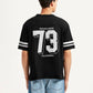Men's Graphic Print Black Loose Fit T-shirt - Back View