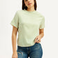 Women's Striped Light Green Collar Neck Top