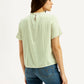 Women's Striped Light Green Collar Neck Top