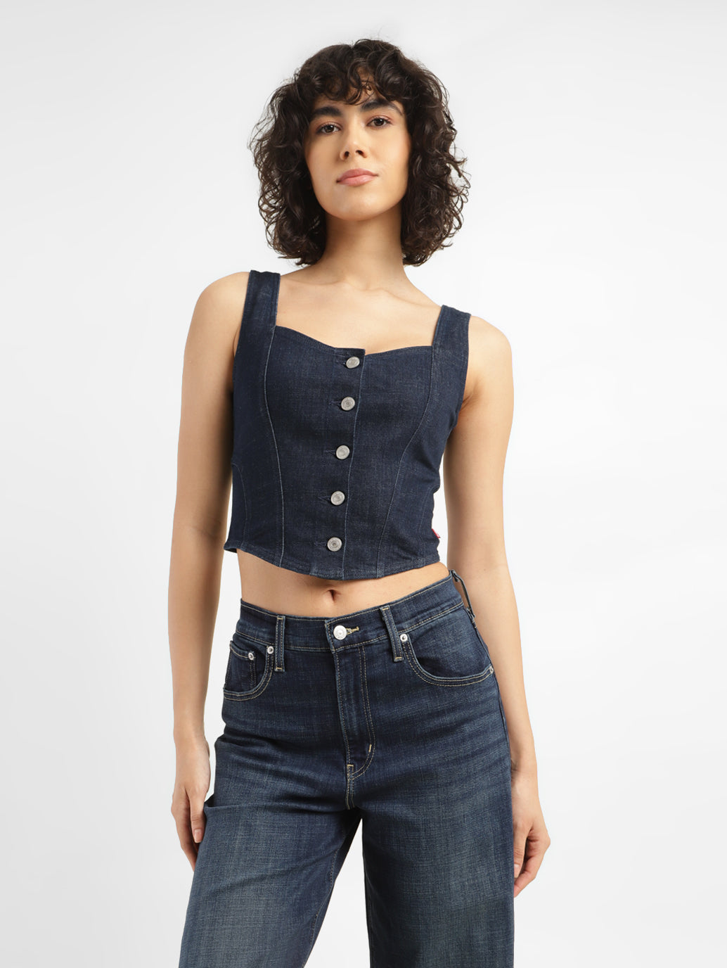 Women's Solid Blue Corset Top