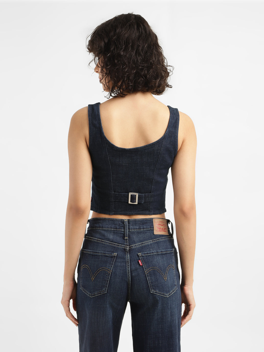 Women's Solid Blue Corset Top - 1fc9ec85-2f96-4cd2-918e-ee656903a345 View