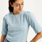 Women's Solid Light-Blue Round Neck Top - ddebf1a4-1c49-427a-aa31-8e23555e15ca View