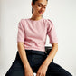 Women's Solid Light-Pink Round Neck Top