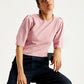 Women's Solid Light-Pink Round Neck Top