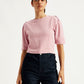 Women's Solid Light-Pink Round Neck Top