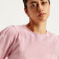 Women's Solid Light-Pink Round Neck Top