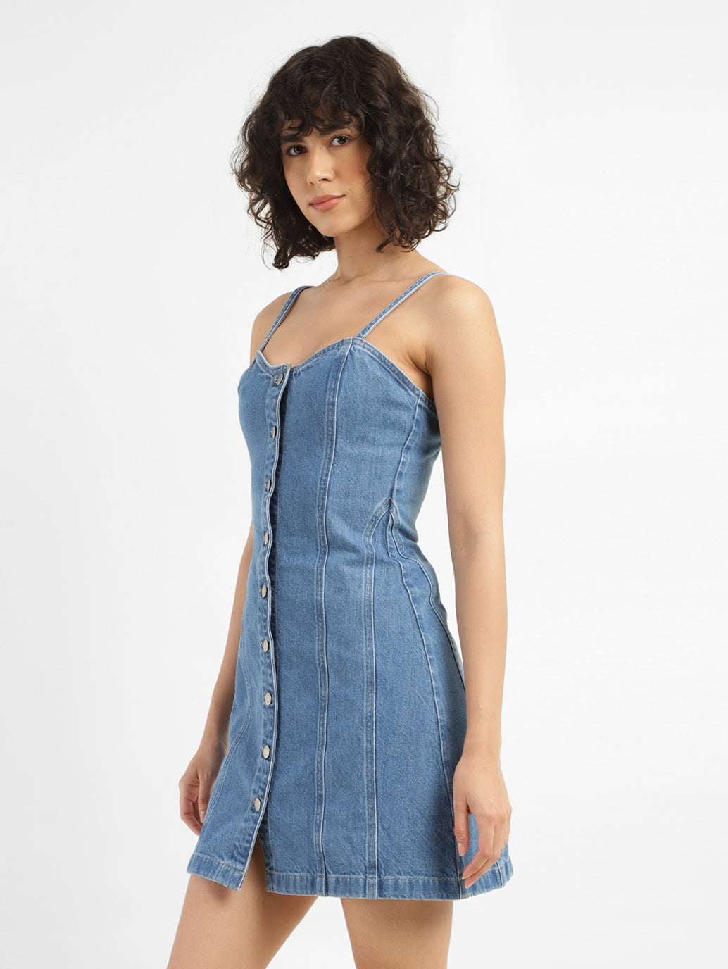 Women's Sweetheart Neck Denim Mini Dress - 3286af9f-f49f-41a5-9d07-f6621d0475a4 View