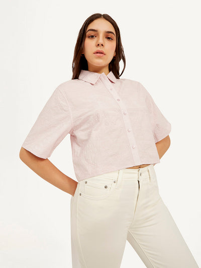 Women's Textured Spread Collar Shirt