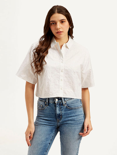 Women's Textured Spread Collar Shirt