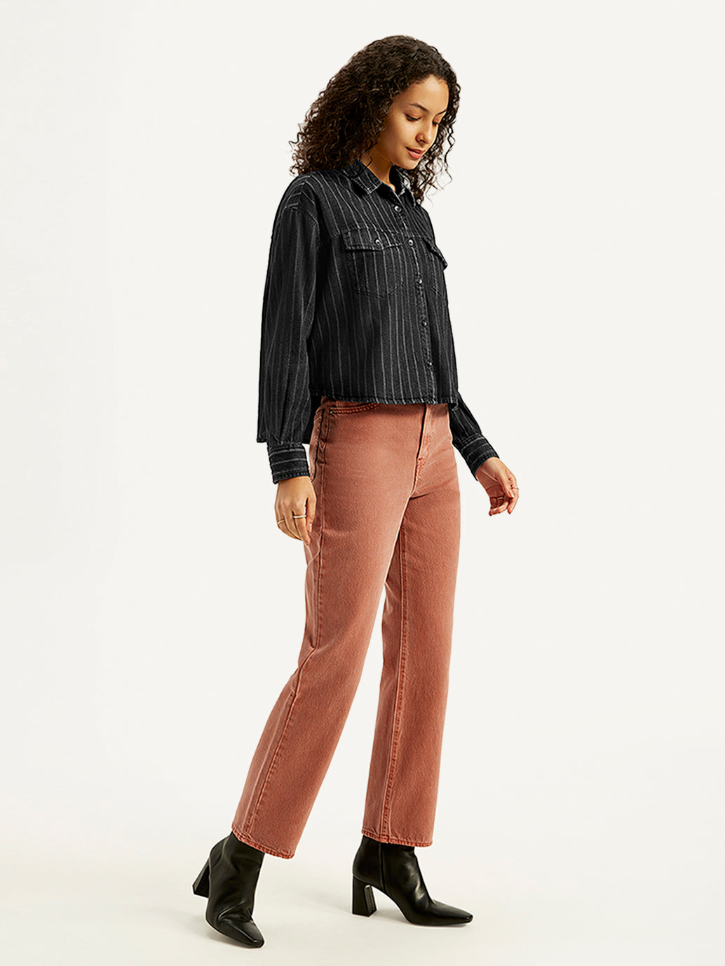 Women's Striped Regular Fit Denim Shirt