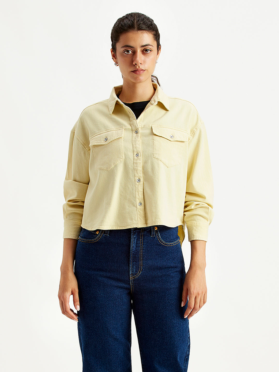 Women's Solid Relaxed Fit Denim Shirt