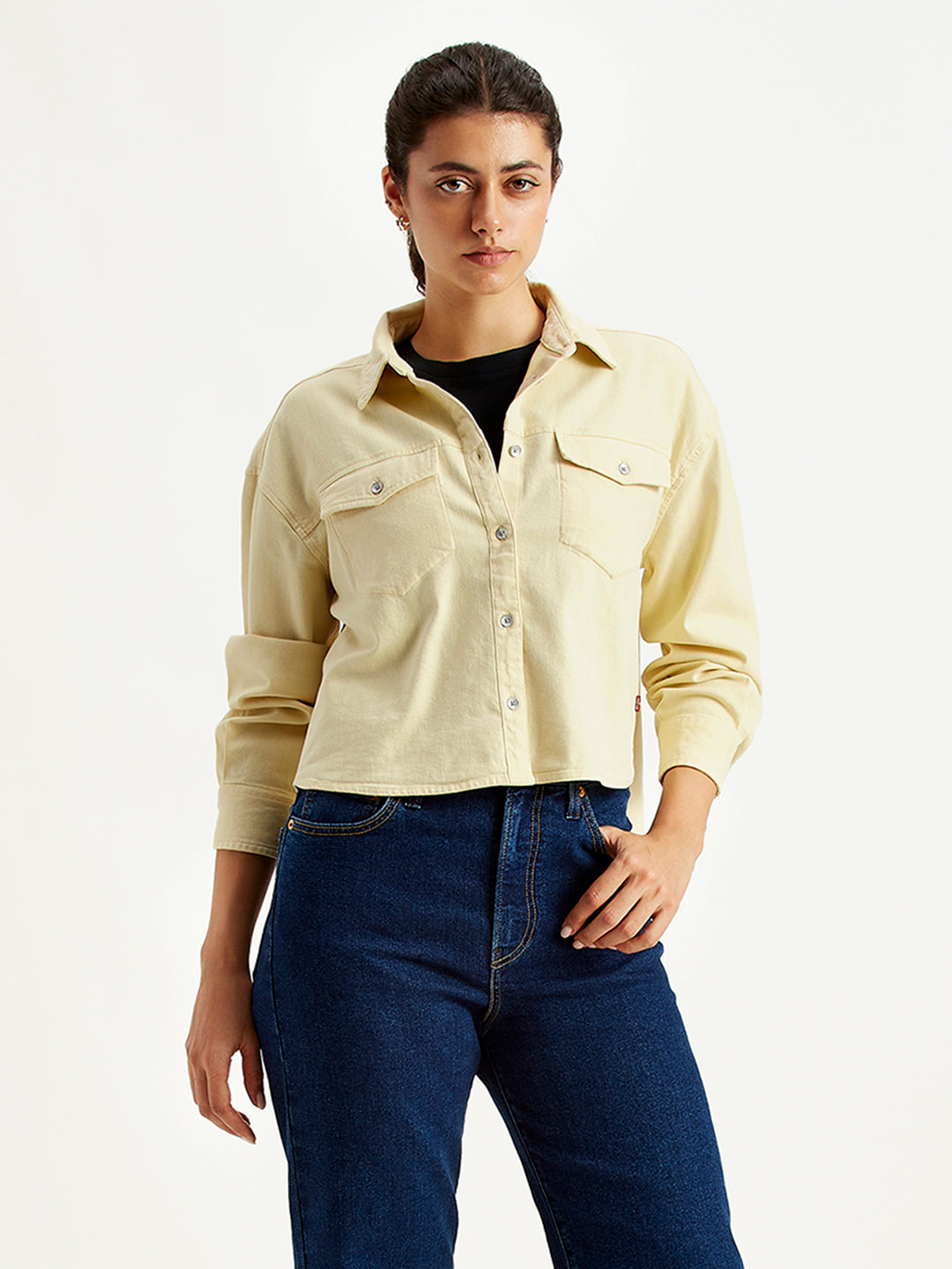 Women's Solid Regular Fit Denim Shirt