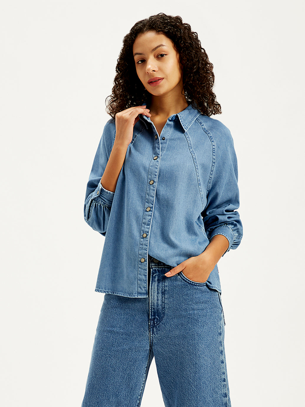 Women's Solid Regular Fit Denim Shirt