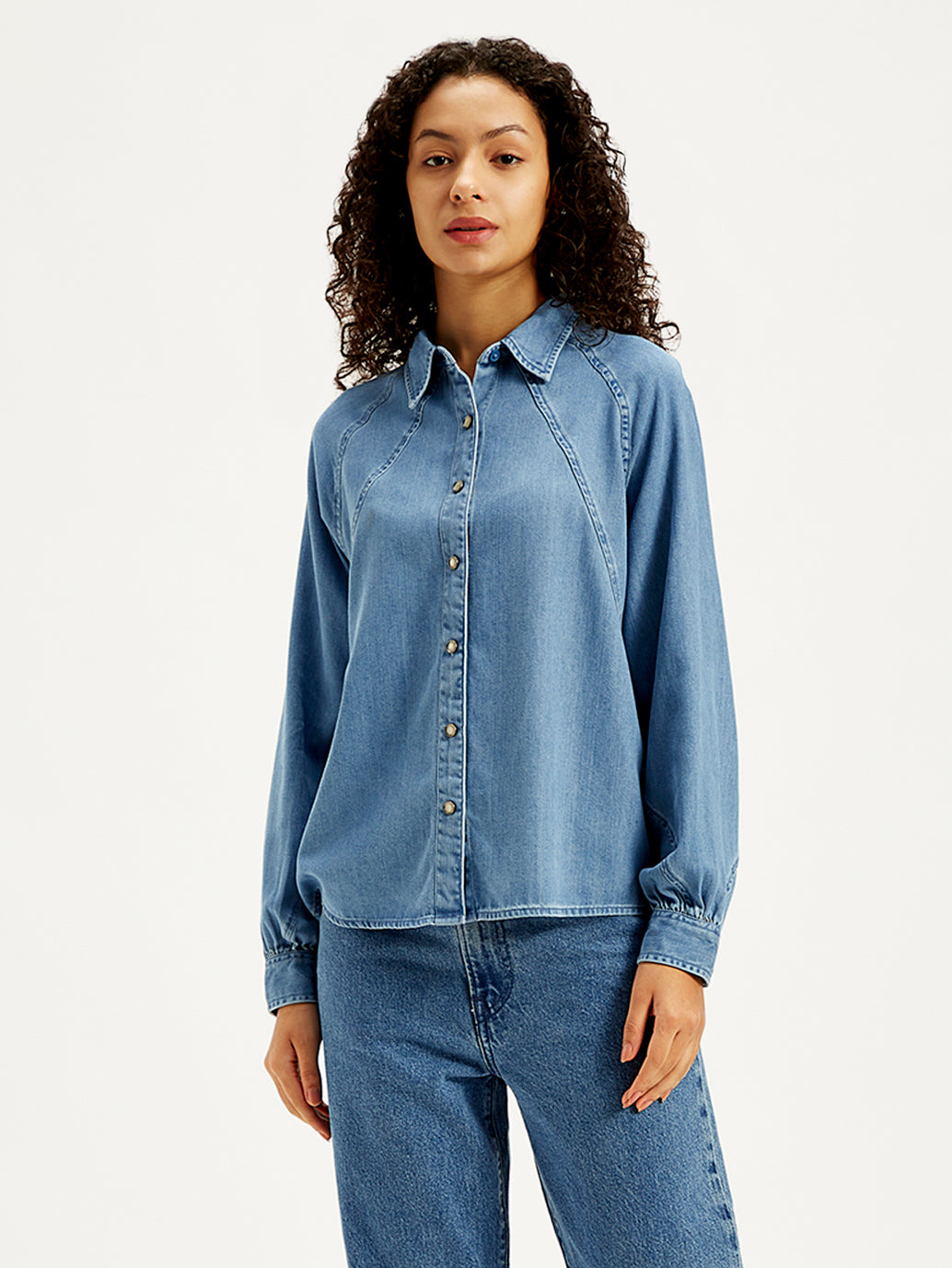 Women's Solid Regular Fit Denim Shirt