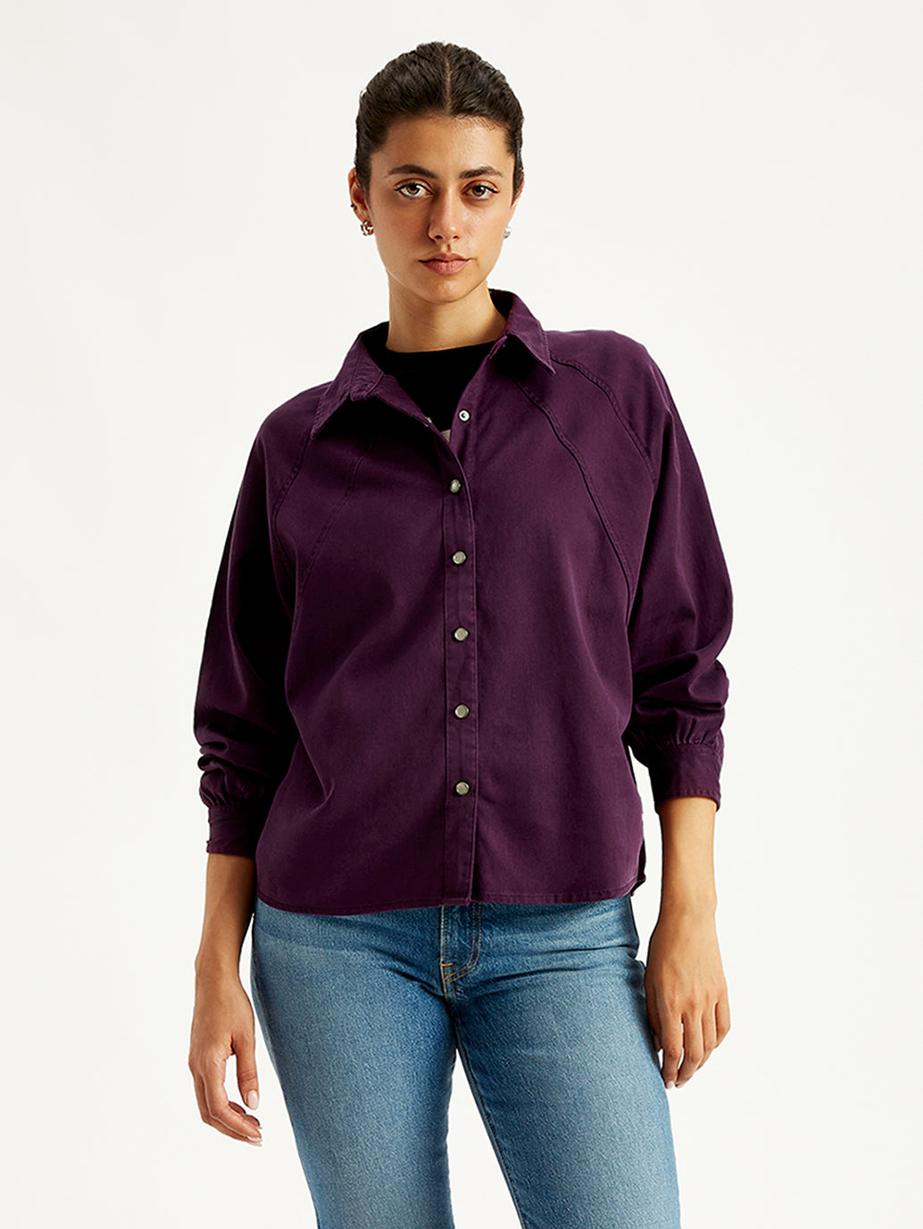 Women's Solid Relaxed Fit Denim Shirt