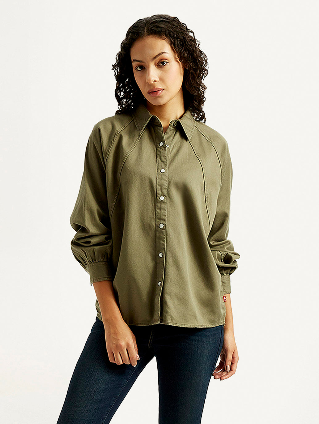 Women's Solid Spread Collar Shirt - Styleshot View