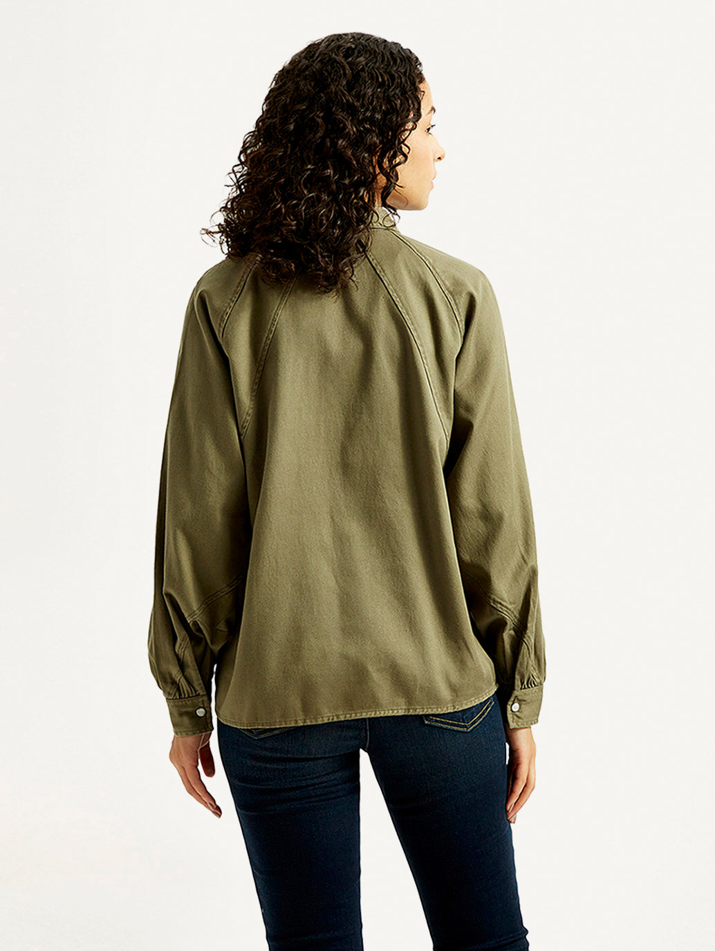 Women's Solid Spread Collar Shirt - Back View