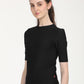 Women's Solid Black Round Neck Sweater - Side View