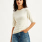 Women's Solid White Crew Neck Sweater