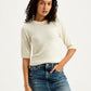 Women's Solid White Crew Neck Sweater