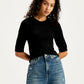 Women's Solid Black Crew Neck Sweater - c86f63dd-248c-47b1-ad9e-0ee3b88d3dc7 View