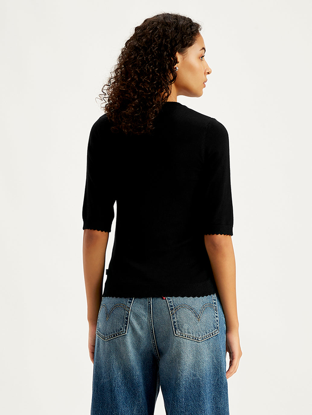 Women's Solid Black Crew Neck Sweater – Levis India Store