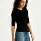 Women's Solid Black Crew Neck Sweater - 5828d848-abf0-4de5-b2dc-36d3550530b5 View