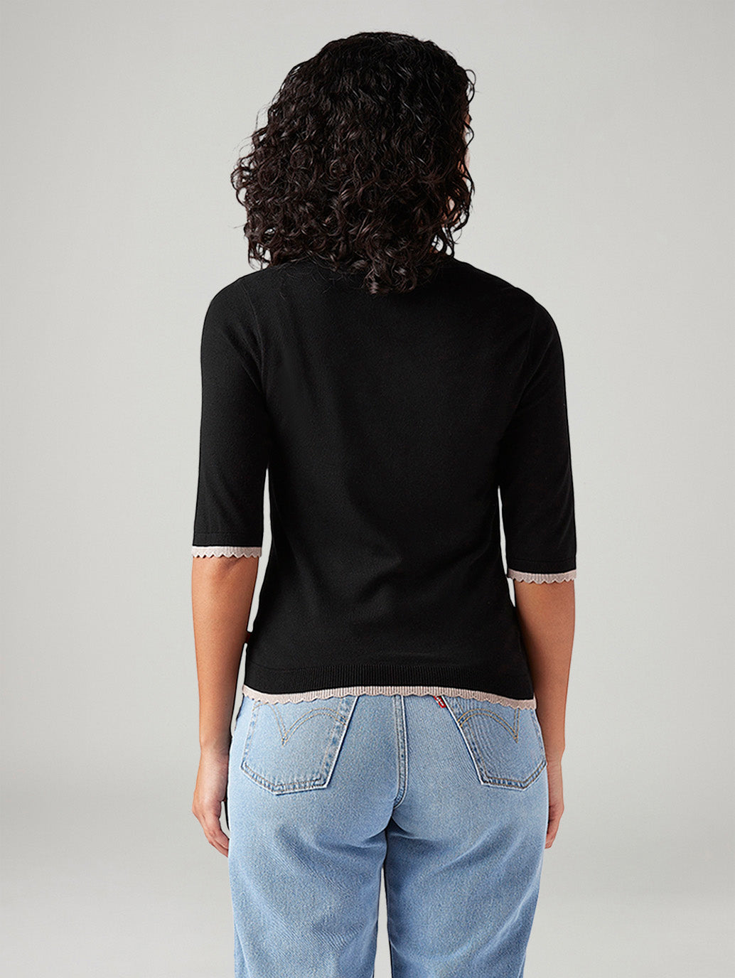 Women's Solid Slim Fit Top - Back View
