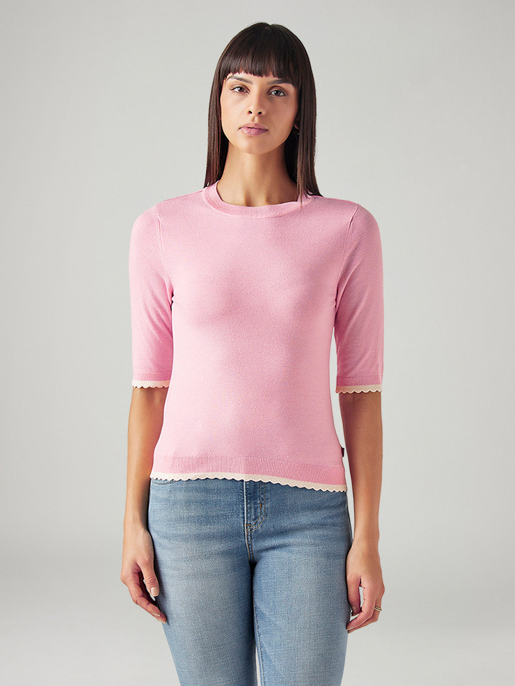 Women's Solid Slim Fit T-Shirt - Front View