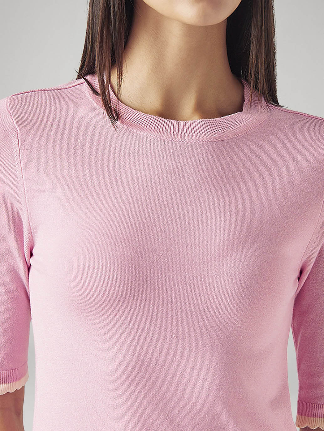 Women's Solid Slim Fit T-Shirt - Detail View