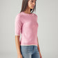 Women's Solid Slim Fit T-Shirt - Side View