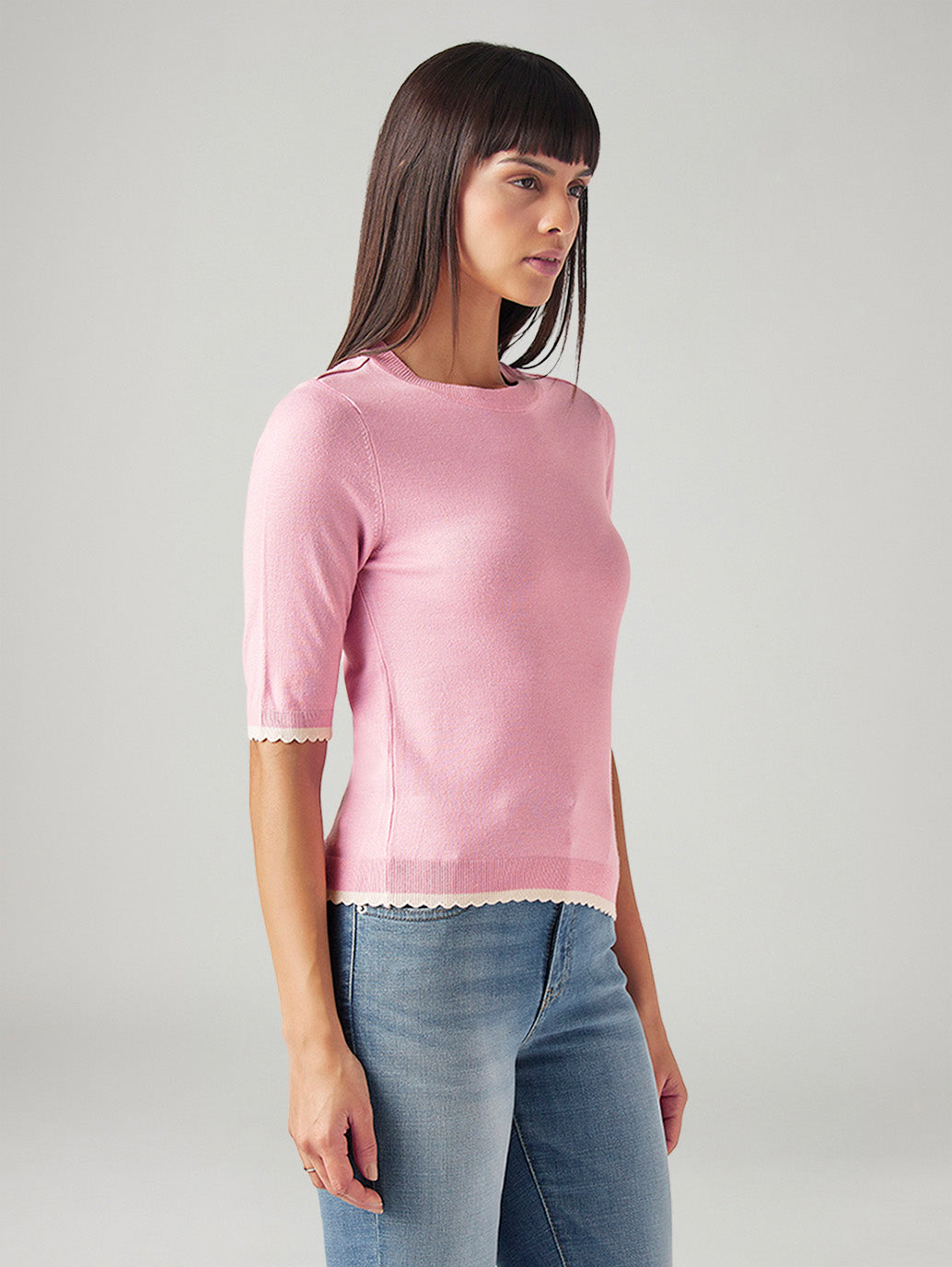 Women's Solid Slim Fit T-Shirt - Side View