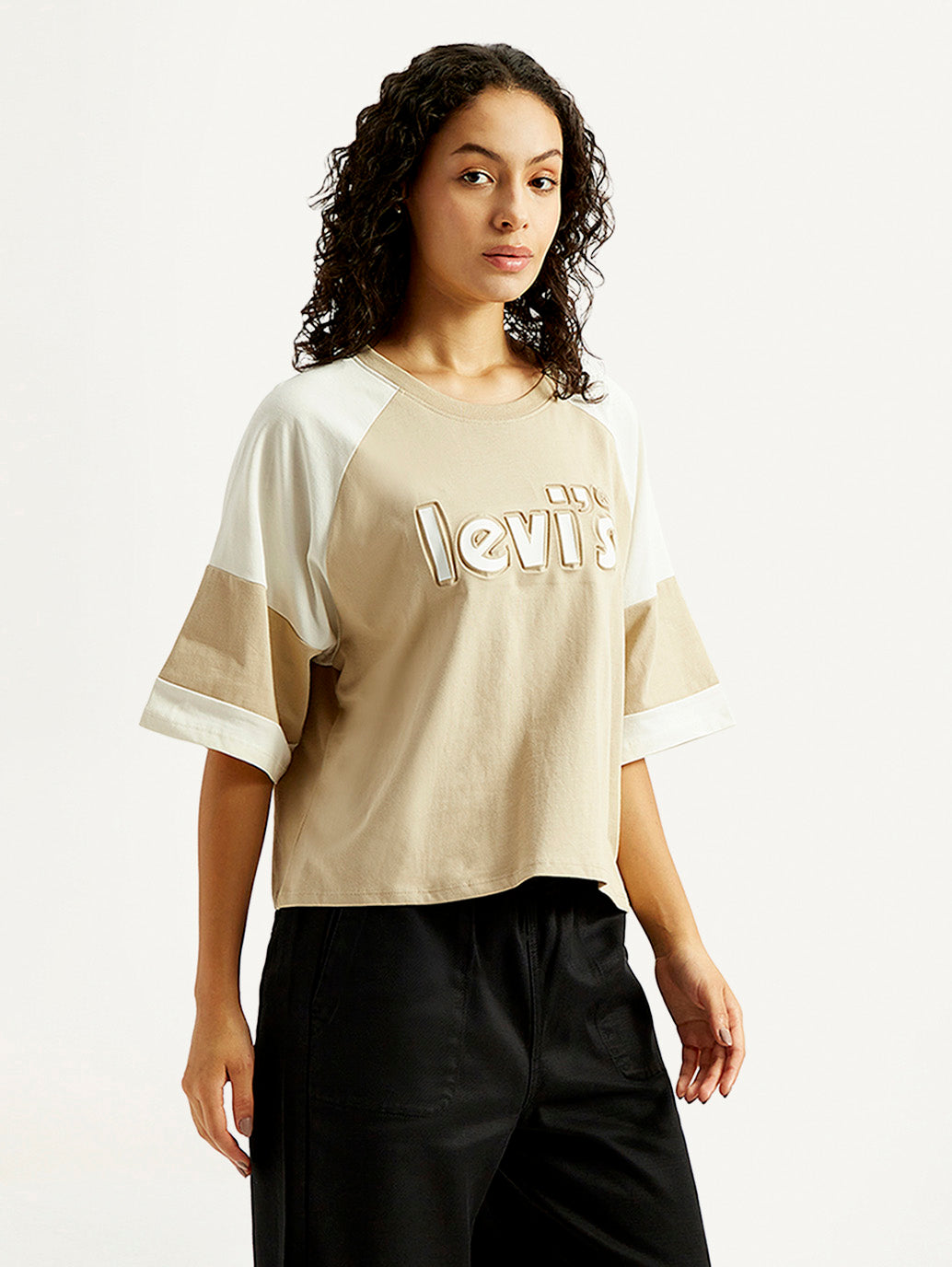 Women's Brand Logo Relaxed Fit T-shirt - Side View