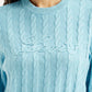 Women's Jacquard Blue Crew Neck Sweater - Detail View