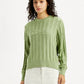 Women's Brand Logo Light Green Crew Neck Sweater - Front View