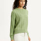 Women's Brand Logo Light Green Crew Neck Sweater - Side View