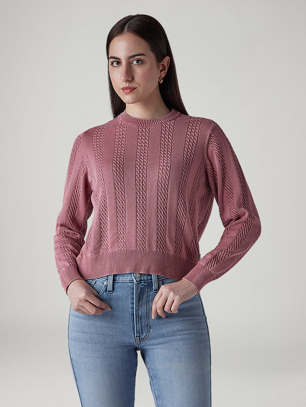 Women's Solid Regular Fit Sweater - Front View