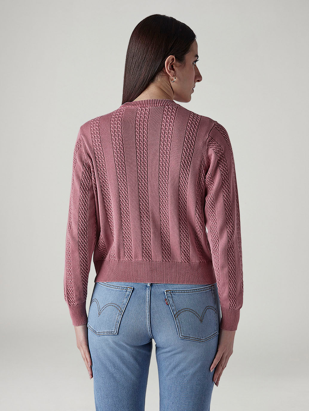 Women's Solid Regular Fit Sweater - Back View