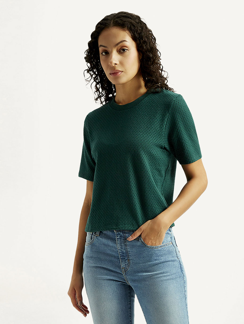 Women's Textured Crew Neck T-shirt