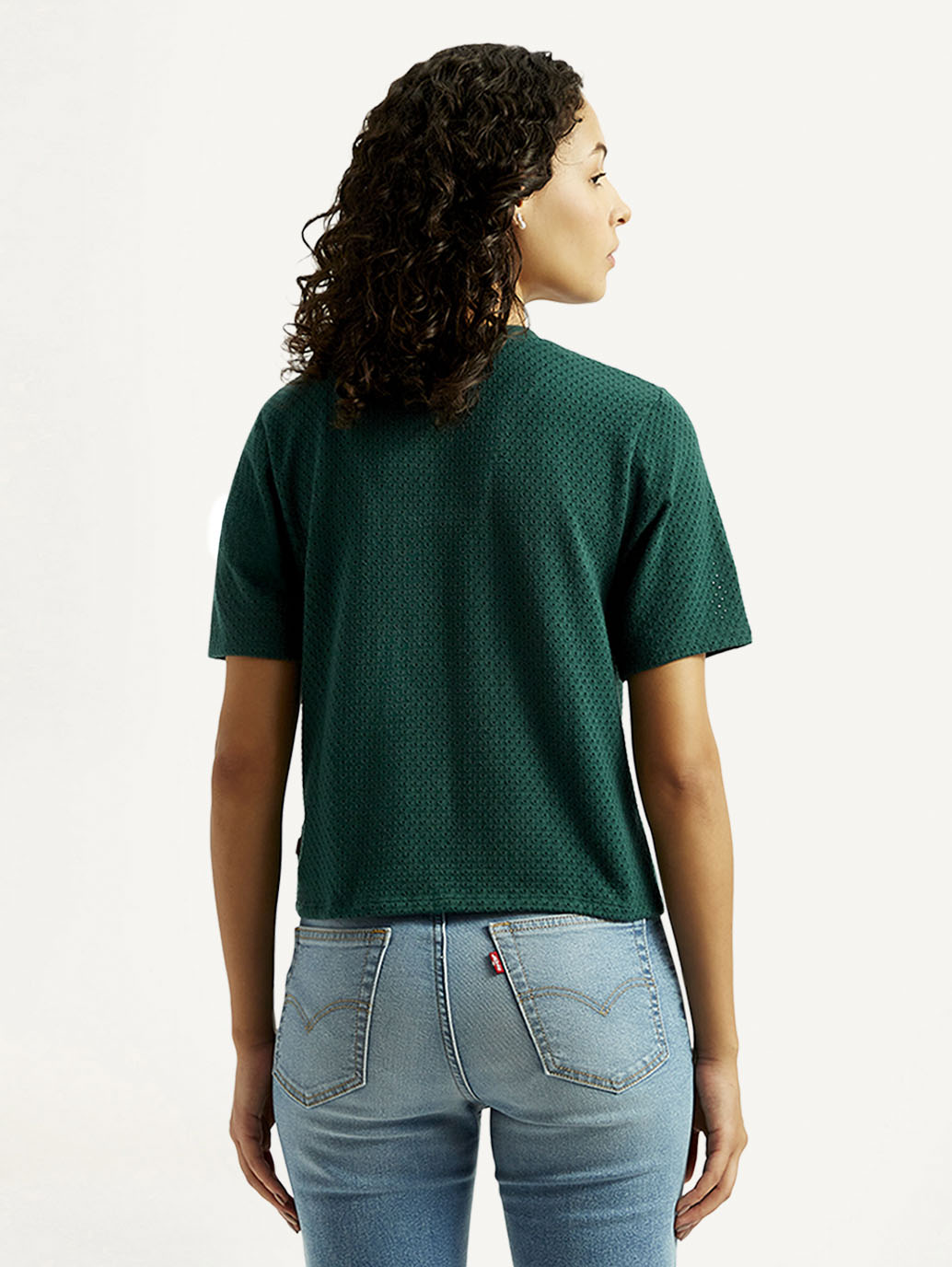 Women's Textured Crew Neck T-shirt - Back View