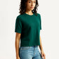 Women's Textured Crew Neck T-shirt - Side View