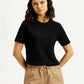 Women's Textured Black Crew Neck Top - Styleshot View