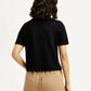 Women's Textured Black Crew Neck Top - Back View